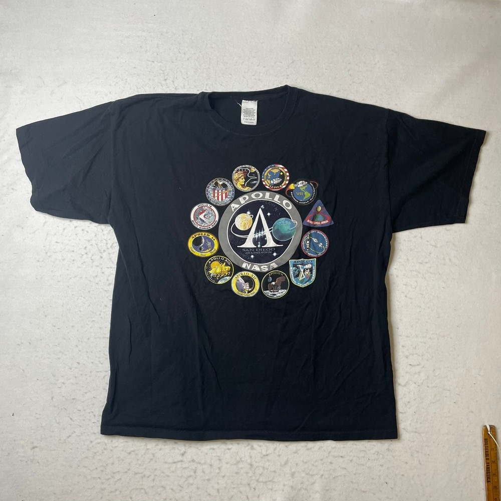NASA Apollo San Diego Air &‎ Space Museum T-Shirt Black Mens XL Mission Patches